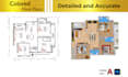 draft 2d floor plan with colors