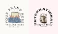 make retro hand drawn coffee cup drink logo