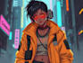 illustrate you as a cyberpunk style character
