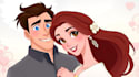 draw cartoon disney couple portrait