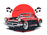 retro automotive tshirt, car show design