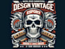 create retro custom skull sawmill logo