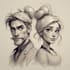 draw cartoon disney couple portrait
