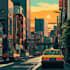 create retro japanese city pop 80s illustration