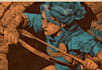 dnd characters in vintage linocut art