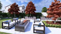 upgrade 3d modern farmhouse,house elevation,poolside patio,cgi garden rendering