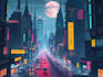 desing cyberpunk futuristic city illustration