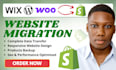 migrate wordpress woocommerce shopwired wix shift4shop website to shopify store