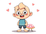 draw a cute and funny cartoon illustration