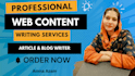 be web content ai writer copy writer and do SEO article blog writing