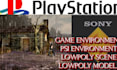 create retro ps1 3d lowpoly environmentand pixel tileset game maps