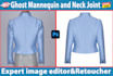 professional symmetrical neck joint ghost mannequin clothes photo editing