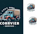 create unique t shirt truck courier service logo