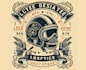 create vintage skull biker helmet logo