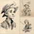 create pen and ink character drawings and concept art