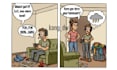 create a funny and colorful comic strip from your idea