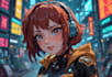 illustrate you as a cyberpunk style character