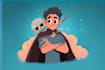 illustrate 2d cartoon character illustration, 2d comic book