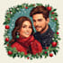 do custom christmas card single, couple portrait illustration