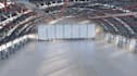 construct 3d aircraft warehouse, structural steel frameworks, internal rendering