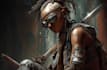 make cyberpunk and fantasy character splash art