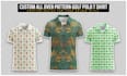 do all over print pattern golf polo t shirt design with mockup