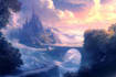 draw fantasy background and landscape