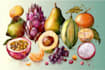 draw food, drink, fruit, vegetables illustration