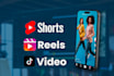 do viral short form video editing for tiktok, instagram reels and youtube shorts