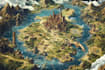 hand drawn vector fantasy map illustration