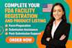 complete your fda facility registration and product listing