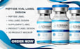 design peptide vial label, supplement label, product label with 3d mockup
