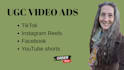 create middle age female ugc video ads for tiktok, instagram facebook