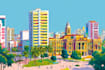 do awesome pop art landscape building landmark