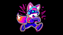 create a cool neon cartoon fox gamer mascot logo
