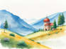 draw original watercolor landscape or architecture art