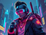 illustrate you as a cyberpunk style character