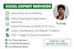 do excel data cleaning, data entry, solve any excel problems