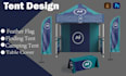 design  tent,with feather flag table cloth roll up banner
