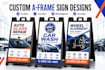 do a frame, sidewalk sign, sandwich board for auto detailing, automotive