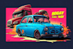 create cartoon car illustration with comic style