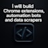 develop chrome extension, web automation bot, or data scraper