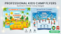 create kids summer camp, winter camp flyers and posters