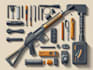 design weapon, device, and parts vector art illustration