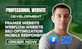 design redesign framer website, framer landing page and develop webflow website