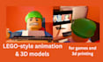 create a custom 3d lego model and lego animation in blender