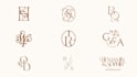design wedding logo with initial letters and boho botanical elements