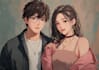 design a romantic couple in anime style