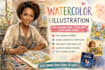 draw watercolor illustration for children book, story book and kdp book cover