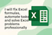 fix excel formulas, automate tasks, and solve excel problems professional